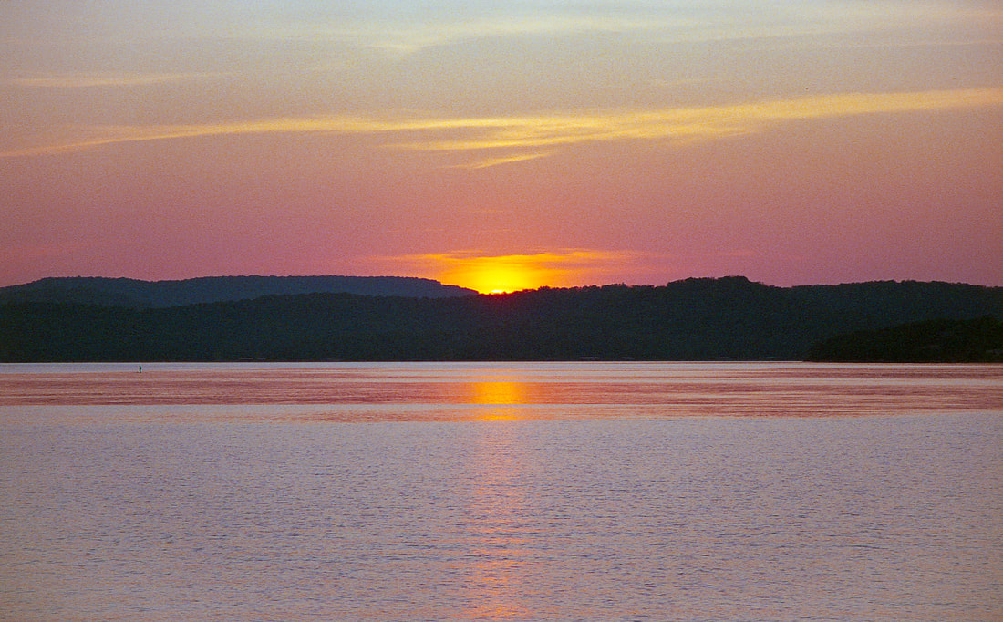 An awesome sunset over Beaver Lake, AR. (Pentax SF1n, D FA 28-105, and Fuji C200)