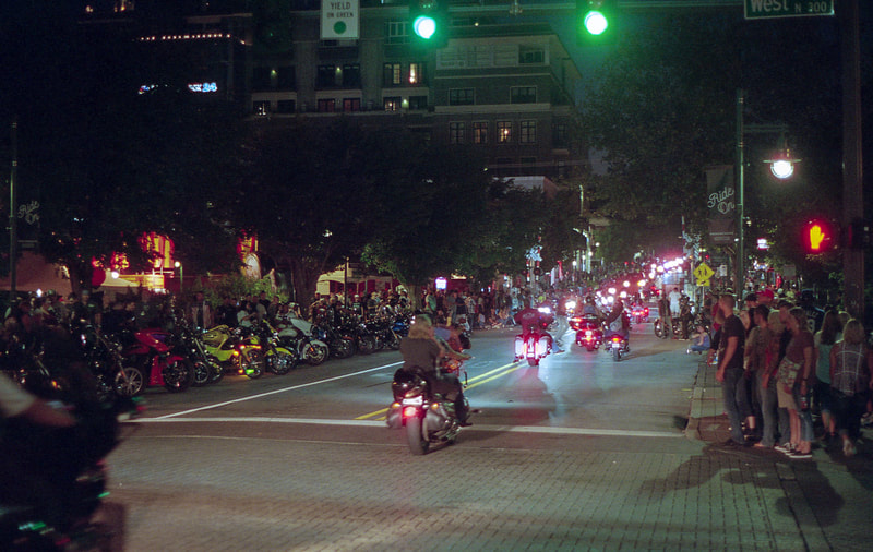 The crowds of Fayetteville during Bikes, Blues, and BBQ. (Portra 800 w/ Minolta X-700)